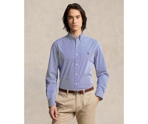 Stretch Fitted Striped Shirt in Poplin Blue/White