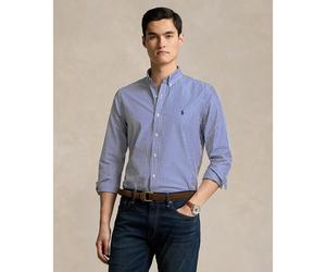 Stretch Fitted Striped Shirt in Poplin white/blue
