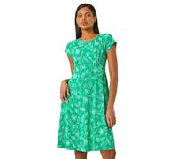 Stretch Floral Puff Print Midi Dress Roman Green 20