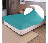 Stretch Full Fitted Bedsheet Only - Jersey Knit & Soft Cozy T-Shirt Like, 4-Way Stretchy Snug Fit & No More Slipping Full Size Mattress Sheets - Turquoise, Full