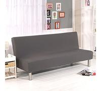 Stretch Futon Cover Armless Sofa Slipcover Foldable Sofa Bed Covers with Elastic Band, Machine Washable (Gray)
