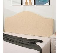 Stretch Headboards Cover/Slipcover Single/King/Double Bed Headboard Protector Grey Backrest Cover All-inclusive Curved Universal Bed Board Slip Cover Wood Leather Dust Cover ,beigeA-160cm-180cm