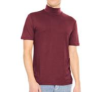 STRETCH IS COMFORT Men’s Oh So Soft Luxe Mock Neck Turtleneck Sleeveless and Short Sleeve Shirt Casual Pullover Top | S-5X, Burgundy, Medium