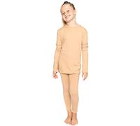 STRETCH IS COMFORT Oh So Soft Youth Girls Long or Short Sleeve Crew and Leggings Set, Includes Top and Bottom, Beige, 10