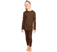 STRETCH IS COMFORT Oh So Soft Youth Girls Long or Short Sleeve Crew and Leggings Set, Includes Top and Bottom, Brown, 6