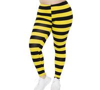 STRETCH IS COMFORT Women's and Plus Size Oh So Soft Knee & Full Length Leggings | Lots of Prints | Adult Sizes S-7X, Black Yellow Stripes, M