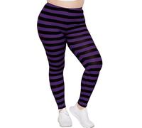STRETCH IS COMFORT Women's and Plus Size Oh So Soft Knee & Full Length Leggings | Lots of Prints | Adult Sizes S-7X, Black Purple Stripes, XL
