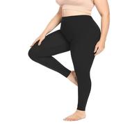 Stretch is Comfort Women's Cotton/Spandex Plus Size Leggings Plus Size Cotton Leggings (Black, XXXXXL)