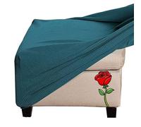 Stretch Jacquard Velvet Ottoman Footstool Cover - Square Rectangle Round Small Large Pouffe Protector Slipcover ( Color : @13 , Size : Sq )