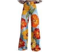 Stretch Jeans for Women Printed Fake Denim Pants Button Zipper Closure Pockets Straight Trousers High Rise Tummy Control Shaping Jeggings Fit Long Bottoms Travel Dating Outdoor