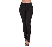 Stretch Jeggings for Women, Women High Waisted Jeans Skinny Straight Leg Cotton Pants Casual Solid Color Slim Fit Pencil Pants Stretch Jeans for Women UK Ladies Skinny Fit Ankle Jeans Black