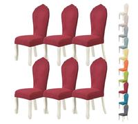 Stretch Kitchen Chair Cover 2 4 6 Pieces Round Back Dining Chair Covers Washable Cat Scratch Resistant Chair Slipcover Dining Chair Covers(H 6pcs)