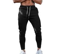 Stretch Knit Joggers Pant with Pockets Drawstring Elastic Waist Cuffed Ankle Quick Dry Comfortable Slim Fit Tapered Sweatpants Gym Workout Running Sweatpants Black