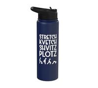 Stretch Kvetch Shvitz Plotz Jewish Exercise T-Shirt Stainless Steel Insulated Water Bottle