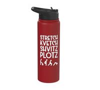 Stretch Kvetch Shvitz Plotz Jewish Exercise T-Shirt Stainless Steel Insulated Water Bottle