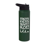 Stretch Kvetch Shvitz Plotz Jewish Exercise T-Shirt Stainless Steel Insulated Water Bottle