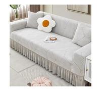 Stretch Leaf Pattern Sofa SlipcoversSoft Cozy Fur 5Seater Couch Cover with Ruffle Skirt Easy Fit for 1Seater ArmchairLight Gray Perfect for Home Decor