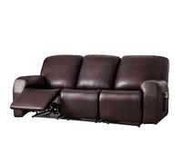 Stretch Leather Recliner Sofa Cover Set Brown 8 Piece Couch Slipcover for 1/2/3 Seater Sectional Sofas