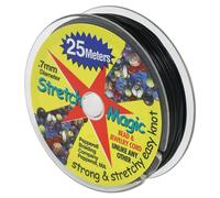 Stretch Magic Elastic Beading Cord - Black Color, 0.7mm in Diameter, 25-Meter (82 ft) - Easy to Knot, Strong & Stretchy String for Making Beaded Jewelry