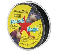 Stretch Magic Elastic Beading Cord - Black Color, 0.8mm in Diameter, 25-Meter (82 ft) - Easy to Knot, Strong & Stretchy String for Making Beaded Jewelry