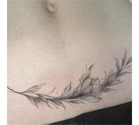 Stretch Mark Cover-up, Scars On Waist,And Collarbone; Feather Herbal Temporary Tattoo Stickers, Semi-permanent, Long-lasting 2 Weeks; Fake Tattoos