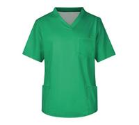 Stretch Mens V-Neck Scrubs Shirt Scrubs Working Uniform Carers Tunic White Classic Solid Colorv Neck Short Sleeve Scrub Tops with 3 Pockets Scrubs Uniforms Men Cotton (Green, XXL)