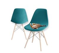 Stretch Modern Dining Chair Covers, Stretch Scandinavian Velvet Slipcovers Chair Protector Seat Covers, Shell Side Chair Covers, for Dining Room, Banquet & Party Decoration (Turquoise Blue,4pcs)