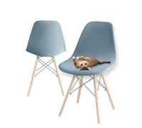 Stretch Modern Dining Chair Covers ,Stretch Scandinavian Velvet Slipcovers Chair Protector Seat Covers,Shell Side Chair Covers,for Dining Room,Wedding,Banquet & Party Decoration (Light Blue,2pcs)