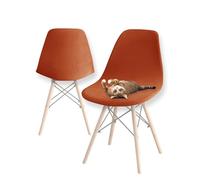 Stretch Modern Dining Chair Covers, Stretch Scandinavian Velvet Slipcovers Chair Protector Seat Covers, Shell Side Chair Covers, for Dining Room, Banquet & Party Decoration (Deep Tangerine,6pcs)