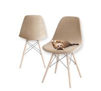 Stretch Modern Dining Chair Covers, Stretch Scandinavian Velvet Slipcovers Chair Protector Seat Covers, Shell Side Chair Covers, for Dining Room, Banquet & Party Decoration (Beige Gray,2pcs)