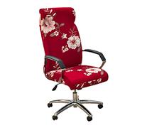 Stretch Office Chair Covers, 1 Piece Printed Rotating Chair Slipcovers with Zipper for Desk Chairs