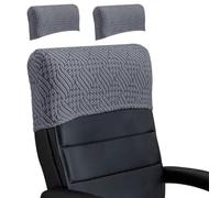 Stretch Office Chair Headrest Cover - Minimalist Elastic Backrest Protector Thick Soft Solid Colour Slipcover for Desk Boss High Back Computer Chair Daily Work Office (Jacquard-# Dark Gray,2 Pack)