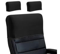 Stretch Office Chair Headrest Cover - Minimalist Elastic Backrest Protector Thick Soft Solid Colour Slipcover for Desk Boss High Back Computer Chair Daily Work Office (Milk Silk-# Black,2 Pack)