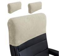 Stretch Office Chair Headrest Cover - Minimalist Elastic Backrest Protector Thick Soft Solid Colour Slipcover for Desk Boss High Back Computer Chair Daily Work Office (Velvet-# Air Gray,2 Pack)