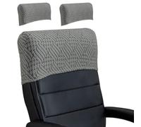 Stretch Office Chair Headrest Cover - Minimalist Elastic Backrest Protector Thick Soft Solid Colour Slipcover for Desk Boss High Back Computer Chair Daily Work Office (Jacquard-# Gray,2 Pack)