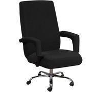 Stretch Office Chair Seat Covers with Armrest Sleeve , Jacquard Pattern High Back Computer Chair Slipcovers Removable Stretchable Covers Armchair Covers for Universal Rotating Boss Chair