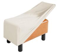 Stretch Ottoman Cover Rectangle 50 inch Long, Footstool Covers Slipcover Rectangle 24×32, Shaker Fleece Ottoman Protector Cover with Elastic Bottom for Footstool & Storage Stool(Ivory,Rectangle-L)