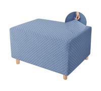 Stretch Ottoman Cover, Rectangular Square Footstool Cover Jacquard Soft Ottoman Cover Non-Slip Washable Sofa Protector for Living Room(Blu-b,Medio)