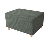 Stretch Ottoman Cover, Rectangular Square Footstool Cover Jacquard Soft Ottoman Cover Non-Slip Washable Sofa Protector for Living Room(Verde,Medio)