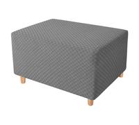 Stretch Ottoman Cover, Rectangular Square Footstool Cover Jacquard Soft Ottoman Cover Non-Slip Washable Sofa Protector for Living Room(Grigio Chiaro,Medio)