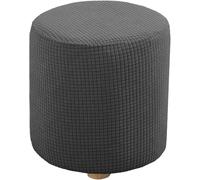 Stretch Ottoman Slipcovers Covers Round, Velvet/Jacquard Stool Covers Thick Soft Footstool & Folding Storage Furniture Protector Covers Removable Washable with Nonslip Elastic Bottom(#20,W30xH25cm)