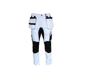 Stretch Painters Trouser with Removable Holster Pockets & Knee Pad Pockets | Modern Slim Fit | Durable, Comfortable, Practical Decorators Whites (UK, Waist, 36, Slim, Regular, Standard, White / Black)