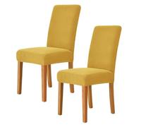 Stretch Parsons Dining Chair Slipcovers, Removable Washable Elastic Seat Protector for Kitchen Restaurant Hotel Banquet,Yellow,2Pcs