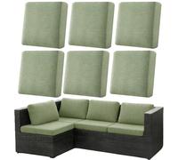 Stretch Patio Cushion Covers, Outdoor Couch & Sofa Covers Replacement Slipcovers for Patio Furniture Cushion,Washable Reusable Furniture Protector(Light Green,6pcs)