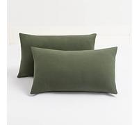 Stretch Pillow Cases King - Jersey Knit & Envelope Closure Pillowcases with Ultra Soft T-Shirt Like Polyester Blend - King Size Set of 2, Dark Olive