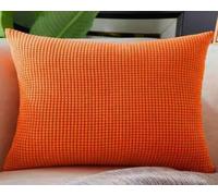 Stretch Pillow Cases Pillowcase Set Of 2 Pack Sofa Pillow Case,Large Cushion Covers Soft Corduroy Decorative Pillow Protector Elastic Gray Couch Settee Pillow Cover(Orange,40x60 cm Set of 2)