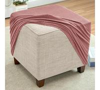 Stretch Pink Polar Fleece Ottoman Slipcover - Decorative Furniture Protector for Footstools Ottomans & Sofa Stools (45x45cm Fits 40-100cm) - Easy Care & Stylish Upgrade