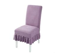 Stretch Pleated Chair Cover with Soft Breathable Fabric, Fits 46-58cm Backrest and 38-48cm Seat, Elegant for Dining, Restaurant or Hotel Room Kitchen Use(Purple)