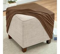Stretch Polar Fleece Ottoman Slipcover Protector Decorative Furniture Cover for Footstools & Sofas Fits 40-100cm Ottomans 36x36cm Brown Soft &
