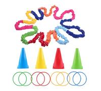 Stretch Props Activity Equipment - Elastic Cooperative Band, Cloth Rope ABS Construction, Bucket Marked Ring Set | Stretchy Band Group Games Movement Prop Outdoor Home Park Garden Team Building Kids